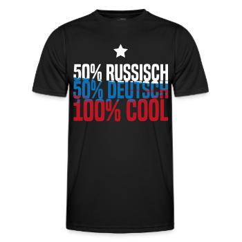 Half Russian, half German - 100 percent cool! - Men's Functional T-Shirt - black - Front - AI Model Male 178 dark (178cm)