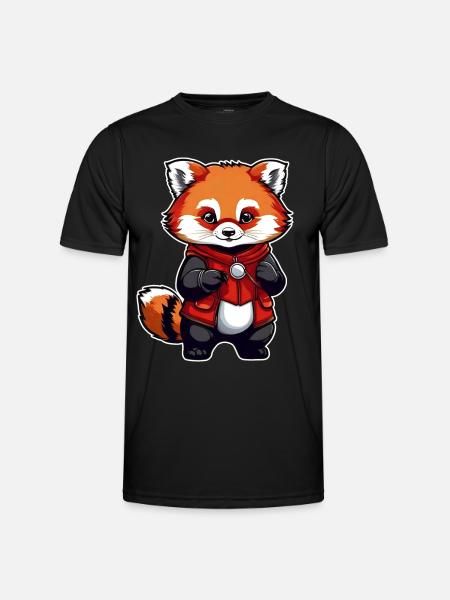 Little Red Comic Panda - Men's Functional T-Shirt - black