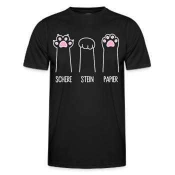 Katze Pfote Katzenpfoten Spiel Schere Stein Papier - Männer Funktions-T-Shirt - Schwarz - Vorne - AI Model Male 178 dark (178cm)