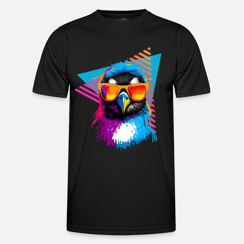 Penguin with sunglasses 80s style - Men's Functional T-Shirt - black