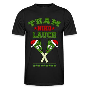 Team Nikolauch Lauch Père Noël Logo de Noël - T-shirt sport Homme - noir - Devant - AI Model Male 178 dark (178cm)