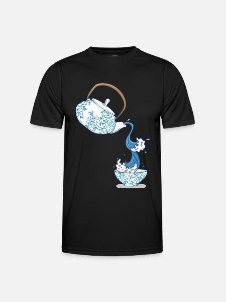 Theepot grote golf kunst tekening Japan stijl - Functioneel T-shirt voor mannen - zwart
