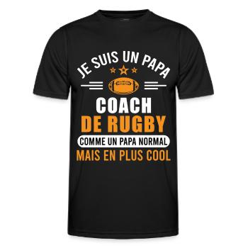 Papa Coach Rugby Entraineur Rugbyman Idée Cadeau - T-shirt sport Homme - noir - Devant - AI Model Male 178 dark (178cm)