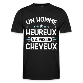Chauve idée cadeau humour cheveux calvitie - T-shirt sport Homme - noir - Devant - AI Model Male 178 dark (178cm)