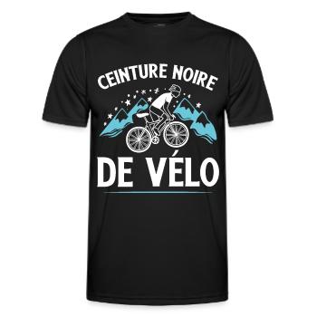 Cycliste, idée cadeau passionné vélo. Cyclisme - T-shirt sport Homme - noir - Devant - AI Model Male 178 dark (178cm)