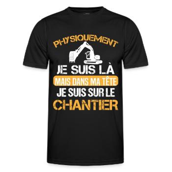 Chantier cadeau ouvriers humour métier du bâtiment - T-shirt sport Homme - noir - Devant - AI Model Male 178 dark (178cm)