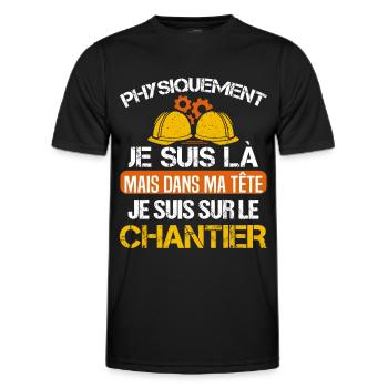 Chantier cadeau ouvriers humour métier du bâtiment - T-shirt sport Homme - noir - Devant - AI Model Male 178 dark (178cm)