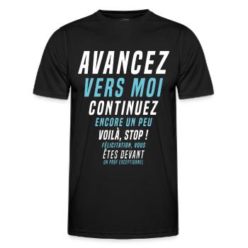 Idée cadeau enseignant, humour éducation scolaire - T-shirt sport Homme - noir - Devant - AI Model Male 178 dark (178cm)