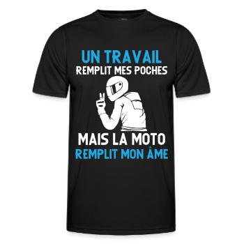 Motard idée cadeau Passion moto humour citations - T-shirt sport Homme - noir - Devant - AI Model Male 178 dark (178cm)