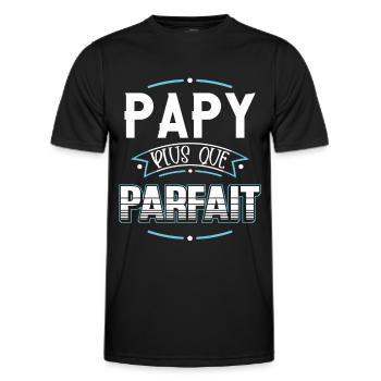 Papy idée cadeau grand père humour citation humour - T-shirt sport Homme - noir - Devant - AI Model Male 178 dark (178cm)