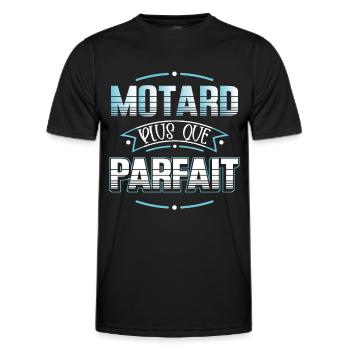 Motard idée cadeau Passion moto humour citations - T-shirt sport Homme - noir - Devant - AI Model Male 178 dark (178cm)