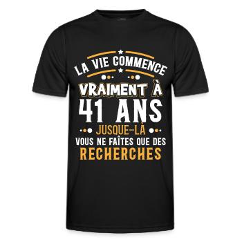 Anniversaire 41 ans, idée cadeau date de naissance - T-shirt sport Homme - noir - Devant - AI Model Male 178 dark (178cm)