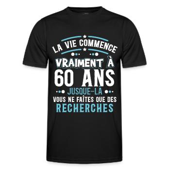 Anniversaire 60 ans, idée cadeau date de naissance - T-shirt sport Homme - noir - Devant - AI Model Male 178 dark (178cm)