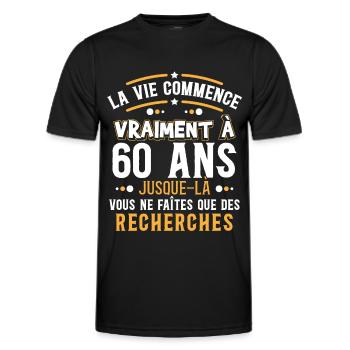 Anniversaire 60 ans, idée cadeau date de naissance - T-shirt sport Homme - noir - Devant - AI Model Male 178 dark (178cm)