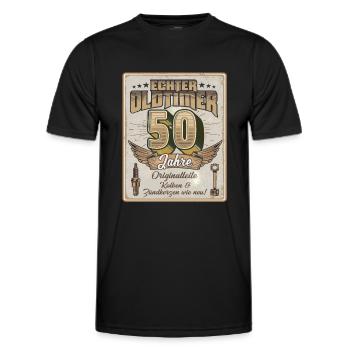 50. Geburtstag lustiger Spruch zum Jubiläum - Männer Funktions-T-Shirt - Schwarz - Vorne - AI Model Male 178 dark (178cm)