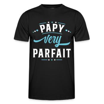 Papy idée cadeau grand père humour citation humour - T-shirt sport Homme - noir - Devant - AI Model Male 178 dark (178cm)