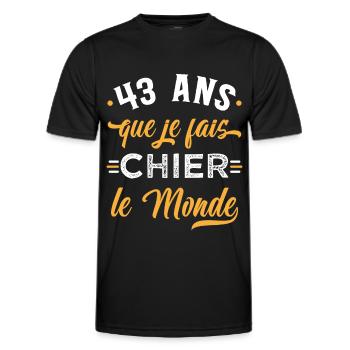 Anniversaire 43 ans, idée cadeau date de naissance - T-shirt sport Homme - noir - Devant - AI Model Male 178 dark (178cm)