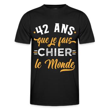 Anniversaire 42 ans, idée cadeau date de naissance - T-shirt sport Homme - noir - Devant - AI Model Male 178 dark (178cm)