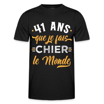 Anniversaire 41 ans, idée cadeau date de naissance - T-shirt sport Homme - noir - Devant - AI Model Male 178 dark (178cm)