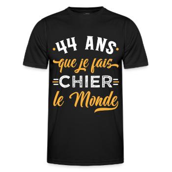 Anniversaire 44 ans, idée cadeau date de naissance - T-shirt sport Homme - noir - Devant - AI Model Male 178 dark (178cm)