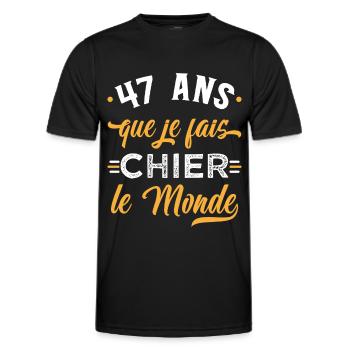 Anniversaire 47 ans, idée cadeau date de naissance - T-shirt sport Homme - noir - Devant - AI Model Male 178 dark (178cm)