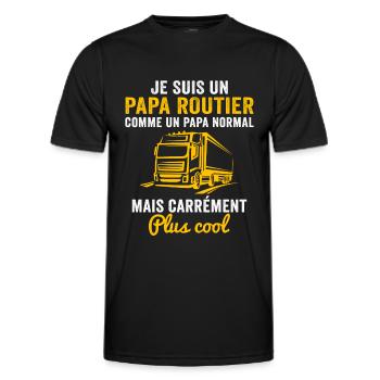 Je suis un papa routier cadeau routier chauffeur - T-shirt sport Homme - noir - Devant - AI Model Male 178 dark (178cm)