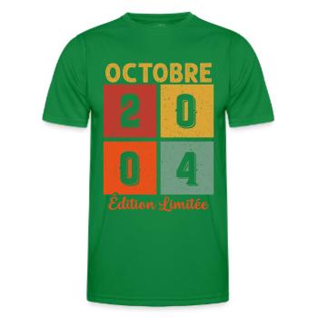 Octobre 2004 Vintage - T-shirt sport Homme - vert - Devant - AI Model Male 178 dark (178cm)