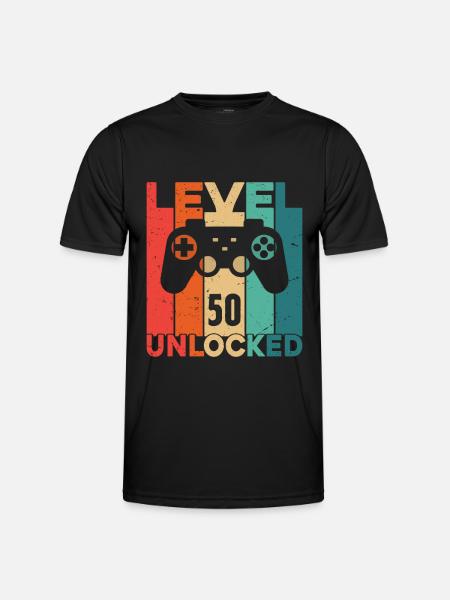 Level 50 freigeschaltet - Männer Funktions-T-Shirt - Schwarz