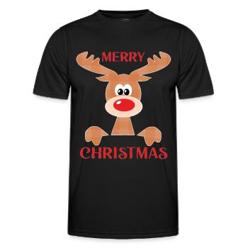 Rentier Weihnachtlich - Männer Funktions-T-Shirt - Schwarz - Vorne - AI Model Male 178 dark (178cm)