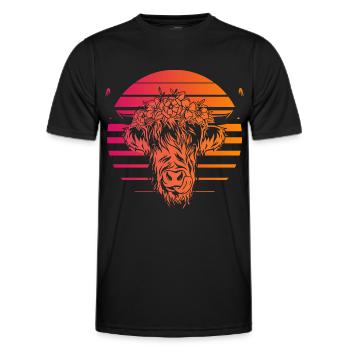Scottish Highlands Highland Cattle Highland Cow - Men's Functional T-Shirt - black - Front - AI Model Male 178 dark (178cm)