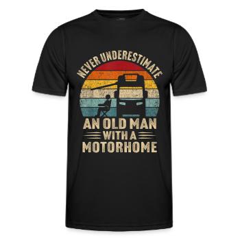 never underestimate an old man with a motorhome - Männer Funktions-T-Shirt - Schwarz - Vorne - AI Model Male 178 dark (178cm)