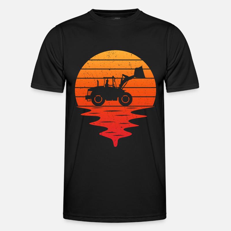 Chargeuse retro chargeuse sur pneus - T-shirt sport Homme - noir
