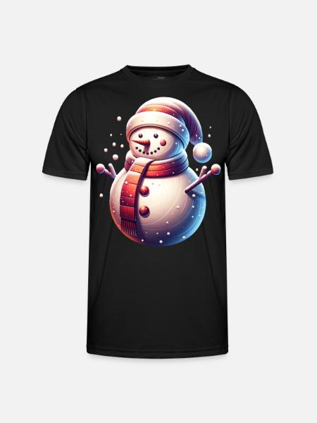 Snowman Snowfall Christmas - Men's Functional T-Shirt - black