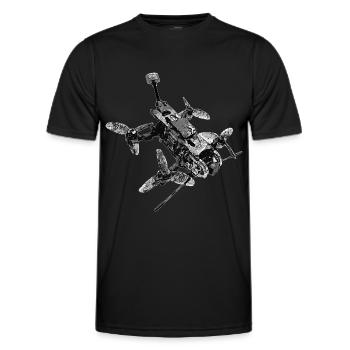 vintage drohne DIY Quadrocopter retro freestyle - Männer Funktions-T-Shirt - Schwarz - Vorne - AI Model Male 178 dark (178cm)