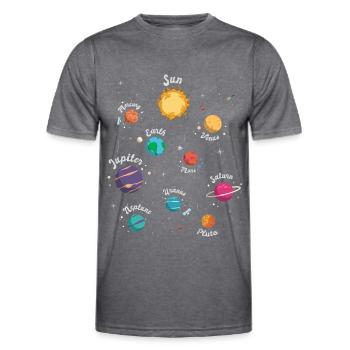 Solar System Planets Knowledge Outer Space for Kid - Men's Functional T-Shirt - dark melange  - Front - AI Model Male 178 dark (178cm)