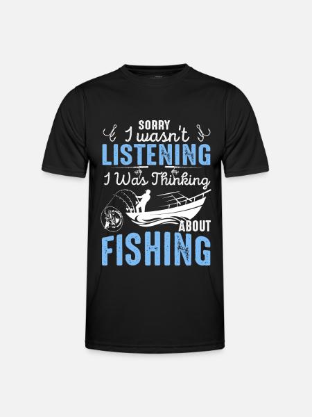 Thinking About Fishing Funny Quote - Men's Functional T-Shirt - black