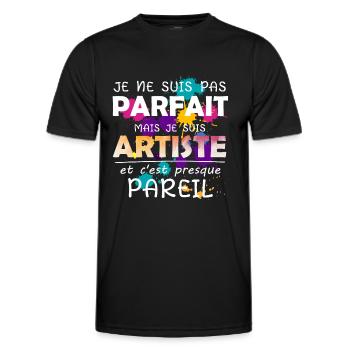 Artiste - Peinture - Dessin - Cadeau - Parfait - T-shirt sport Homme - noir - Devant - AI Model Male 178 dark (178cm)
