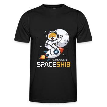 SPACESHIB SHIB COIN CRYPTO CRYPTOCURRENCY SHIBA INU - Men's Functional T-Shirt - black - Front - AI Model Male 178 dark (178cm)