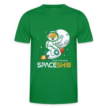 SPACESHIB SHIB COIN CRYPTO CRYPTOCURRENCY SHIBA INU - Men's Functional T-Shirt - kelly green - Front - AI Model Male 178 dark (178cm)