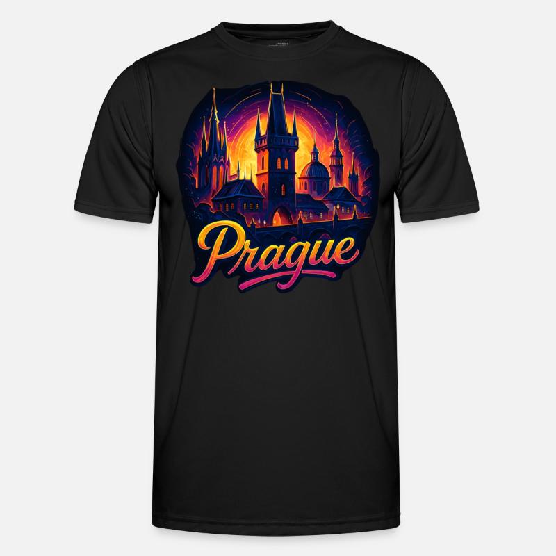 Prague Capitale République tchèque Silhouette Cadeau T-shirt sport Homme