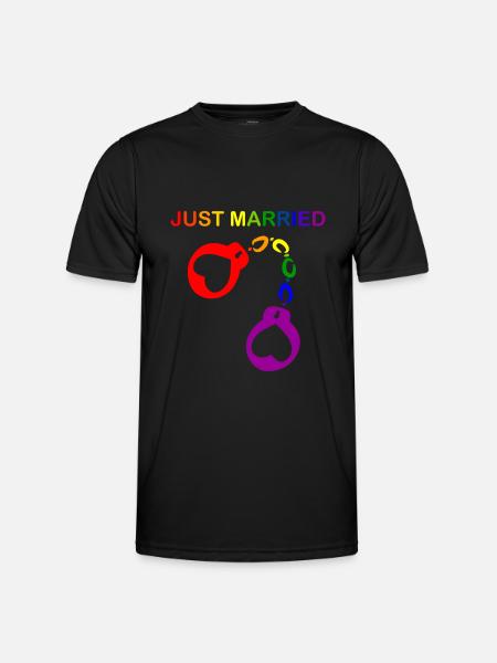 Just married gay marriage - Men's Functional T-Shirt - black