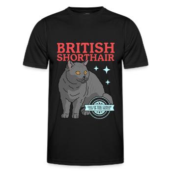 British Shorthair Papa Chat Chat Papa Cadeau - T-shirt sport Homme - noir - Devant - AI Model Male 178 dark (178cm)