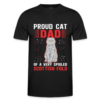 Écossais Chat à oreilles pliantes Papa Chat Cadeau - T-shirt sport Homme - noir - Devant - AI Model Male 178 dark (178cm)