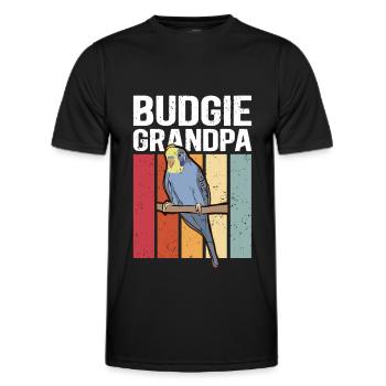 Budgerigar Grandpa | Budgerigars Gift - Men's Functional T-Shirt - black - Front - AI Model Male 178 dark (178cm)