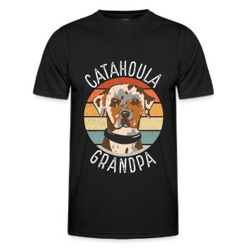 Catahoula Grandpa | Leopard Dog Dog Gift - Men's Functional T-Shirt - black - Front - AI Model Male 178 dark (178cm)