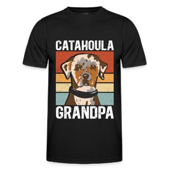 Catahoula Grandpa Leopard Dog Dog Gift - Men's Functional T-Shirt - black - Front - AI Model Male 178 dark (178cm)