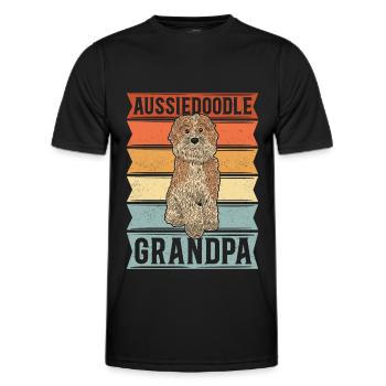 Aussiedoodle Grandpa Dog Owner Dogs Gift - Men's Functional T-Shirt - black - Front - AI Model Male 178 dark (178cm)