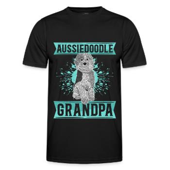 Aussiedoodle Grandpa Dogs Dog Owner Gift - Men's Functional T-Shirt - black - Front - AI Model Male 178 dark (178cm)