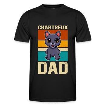 Chartreux Dad Carthusian Cat Cat Daddy Gift - Men's Functional T-Shirt - black - Front - AI Model Male 178 dark (178cm)