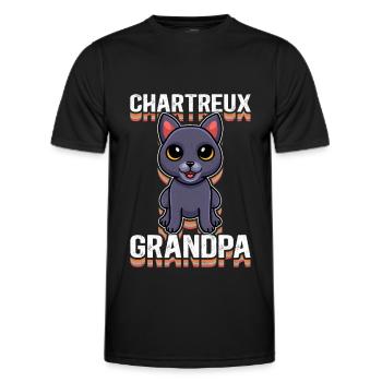 Chartreux Grandpa Carthusian Cat Gift - Men's Functional T-Shirt - black - Front - AI Model Male 178 dark (178cm)